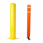 orange and yellow bollards