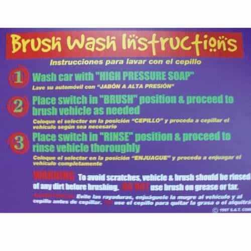 Kleen-Rite SIGN0300 Brush Wash Instruction Sign, Bilingual