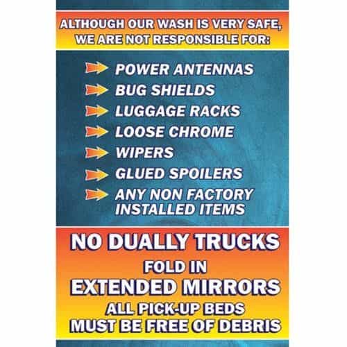 Kleen-Rite SIKR310 Automatic Car Wash Disclaimer Sign