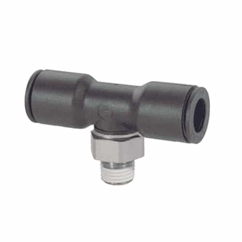 3108-62-14 Shingle and Gibb Push-In Swivel Tee Fitting - 1/2" Tube OD x 1/4" Male NPT